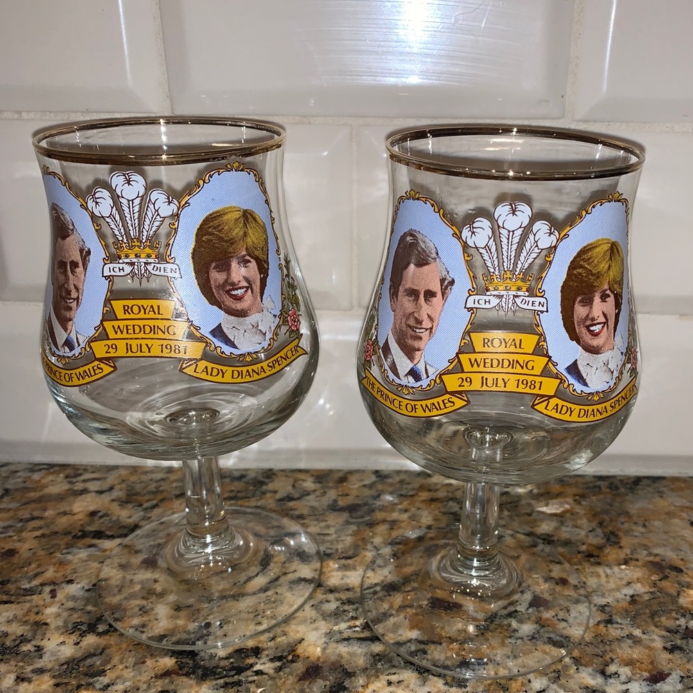 Vintage Princess Diana And King Wedding Glass 1981
